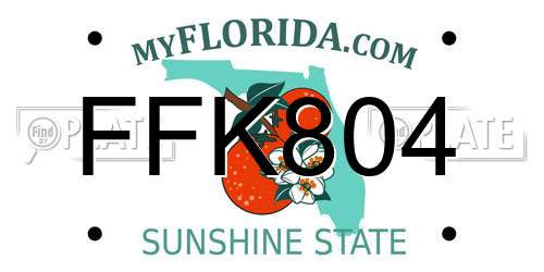 FFK804 Florida License Plate