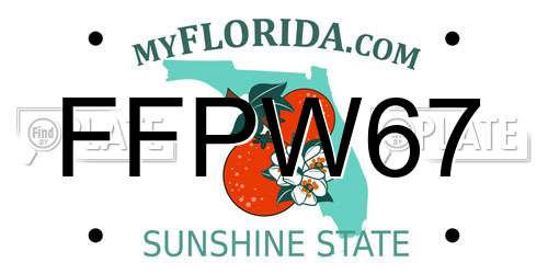FFPW67 Florida License Plate
