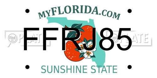 FFRJ85 Florida License Plate