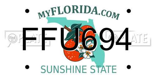 FFU694 Florida License Plate