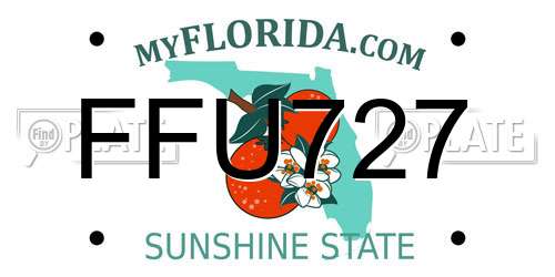 FFU727 Florida License Plate