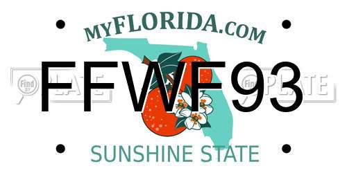 FFWF93 Florida License Plate