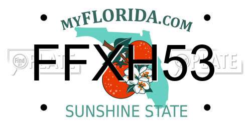FFXH53 Florida License Plate