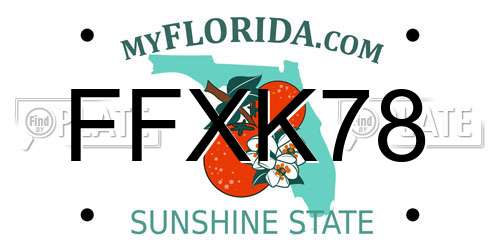 FFXK78 Florida License Plate