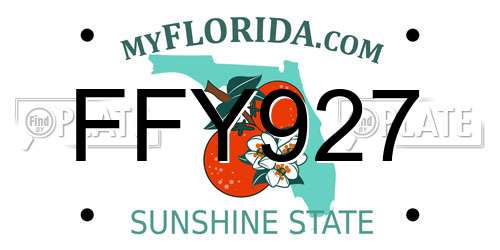 FFY927 Florida License Plate