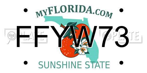 FFYW73 Florida License Plate