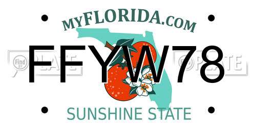 FFYW78 Florida License Plate