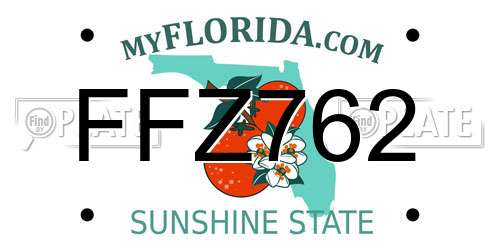 FFZ762 Florida License Plate