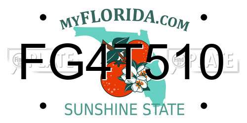 FG4T510 Florida License Plate