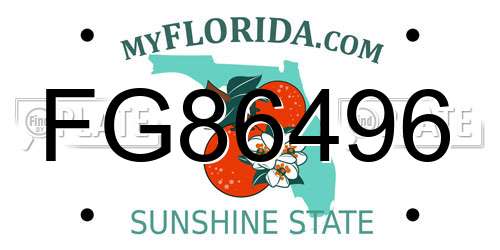 FG86496 Florida License Plate