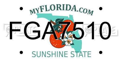 FGA7510 Florida License Plate