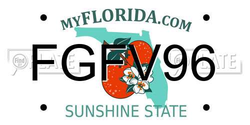 FGFV96 Florida License Plate