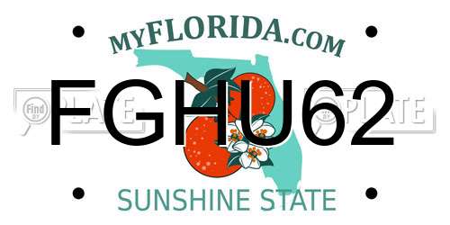 FGHU62 Florida License Plate