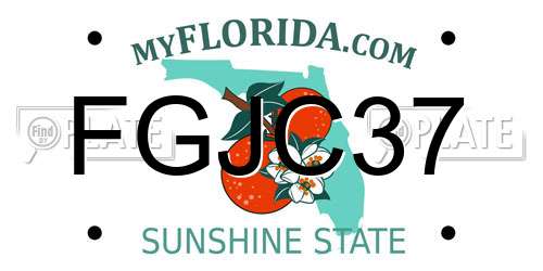 FGJC37 Florida License Plate