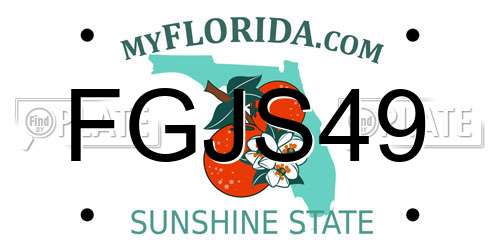 FGJS49 Florida License Plate