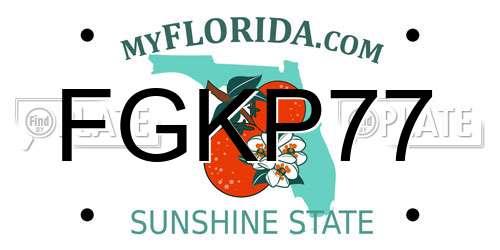 FGKP77 Florida License Plate