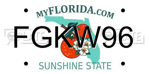 FGKW96 Florida License Plate