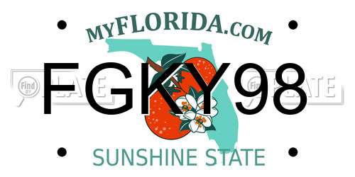 FGKY98 Florida License Plate
