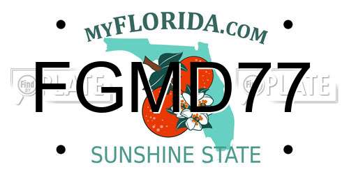 FGMD77 Florida License Plate