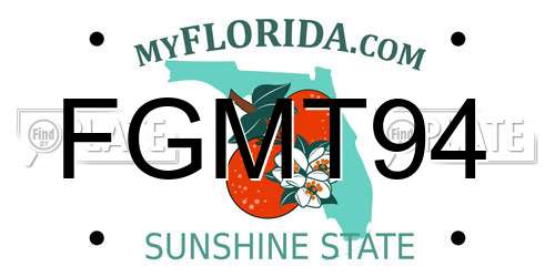 FGMT94 Florida License Plate