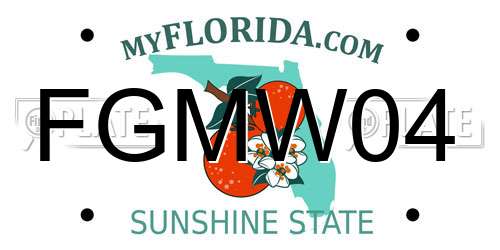 FGMW04 Florida License Plate