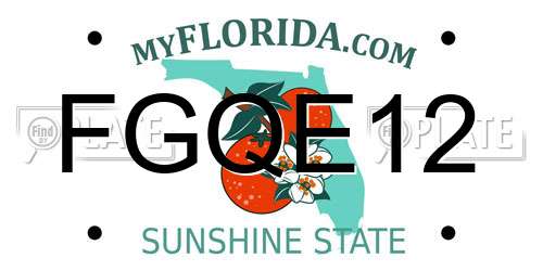 FGQE12 Florida License Plate