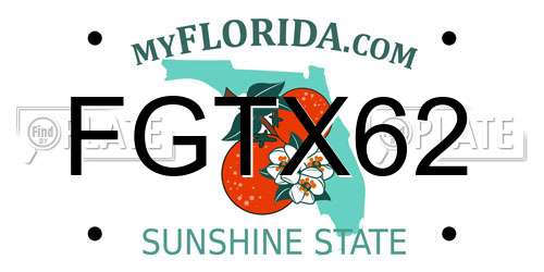 FGTX62 Florida License Plate