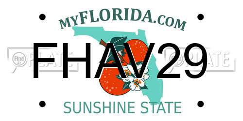 FHAV29 Florida License Plate