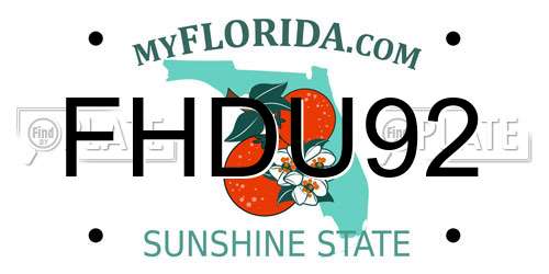 FHDU92 Florida License Plate