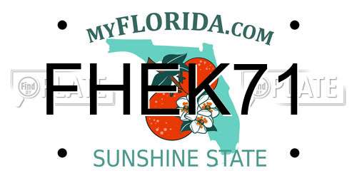 FHEK71 Florida License Plate