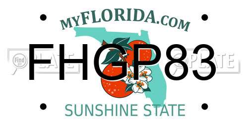 FHGP83 Florida License Plate