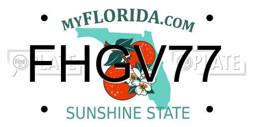 FHGV77 Florida License Plate