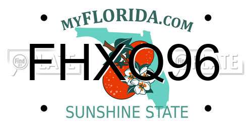 FHXQ96 Florida License Plate