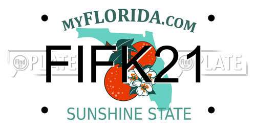 FIFK21 Florida License Plate
