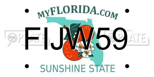 FIJW59 Florida License Plate