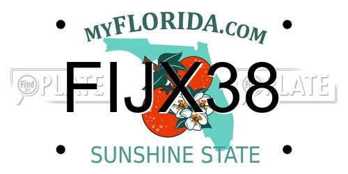 FIJX38 Florida License Plate