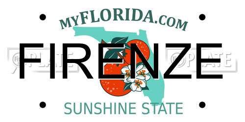FIRENZE Florida License Plate