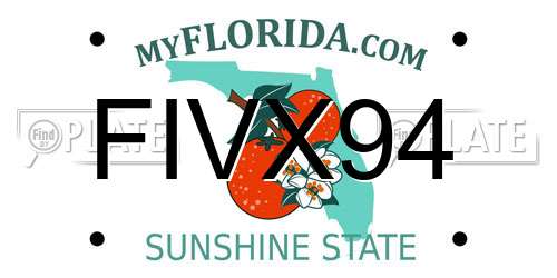 FIVX94 Florida License Plate
