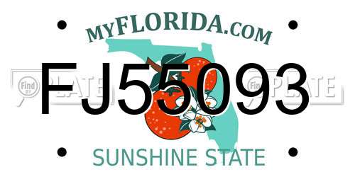 FJ55093 Florida License Plate