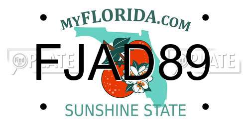 FJAD89 Florida License Plate