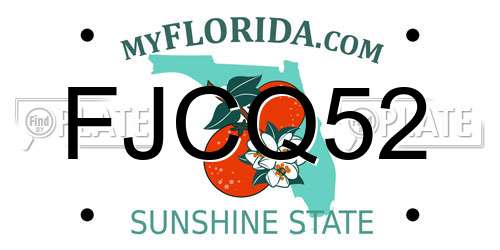FJCQ52 Florida License Plate
