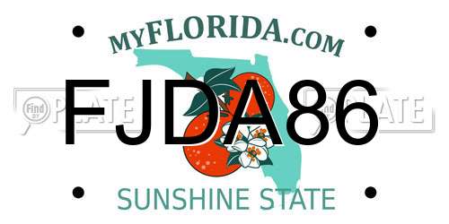 FJDA86 Florida License Plate