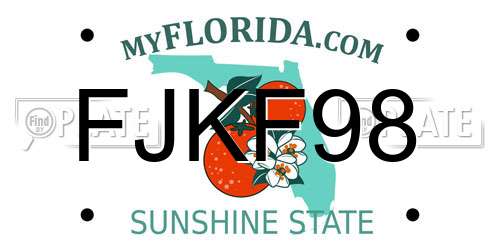 FJKF98 Florida License Plate