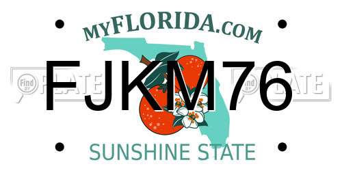 FJKM76 Florida License Plate