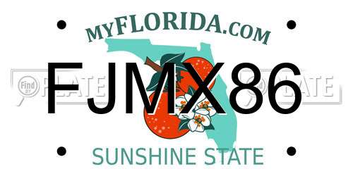 FJMX86 Florida License Plate