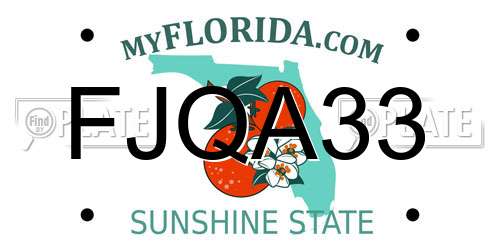 FJQA33 Florida License Plate
