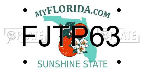 FJTP63 Florida License Plate
