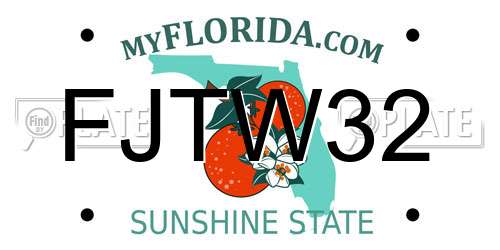 FJTW32 Florida License Plate