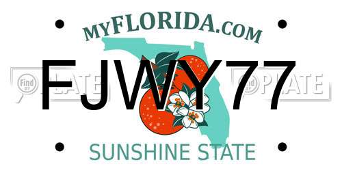 FJWY77 Florida License Plate