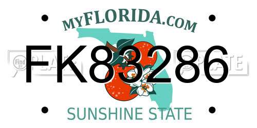 FK83286 Florida License Plate